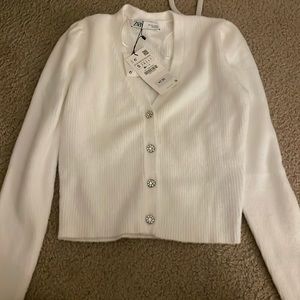 Zara Flower Button down Sweater